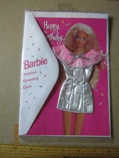   Mattel Barbie Fashion Greeting Birthday Card Real Doll Dress 13029