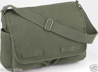 ARMY MILITARY CLASSIC HEAVY WEIGHT CANVAS MESSENGER BAG **GREEN, BLACK 