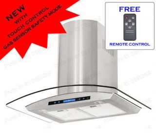 NEW GAS SENSOR 36 WALL MOUNT RANGE HOOD WITH CURVED GLASS AND 