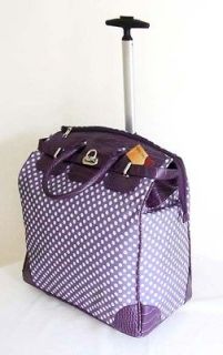   Lapto​p Bag Tote Duffel Rolling Wheel Padded Case Purple Polka Dots