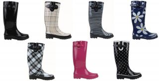 Womens Classic Rain & Snow Boots W/ Buckle Solids And Prints