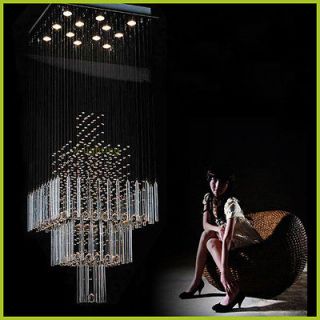   Crystal Spiral Pendant Light Rain Drop Chandelier LED Ceiling Lamp