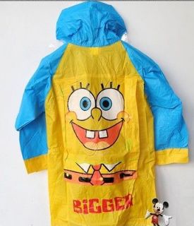 Cartoon Spongebob Figure PVC Raincoat for child kid student +1 rubber 