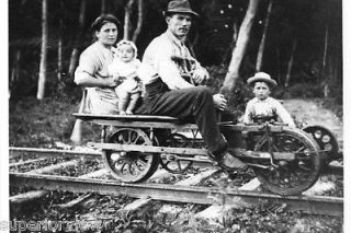 Vintage Railroad Family On A Hand Car Real Photo GREAT
