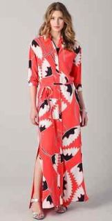   Von Furstenberg Laramie Long Maxi Shirt Dress African Tulip DVF 2