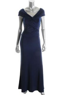 Ralph Lauren NEW Winter Gala Navy Twist Front Ruched Semi Formal Dress 