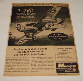 1965 MONOGRAM model airplane ad page ~ T 28D Fighter