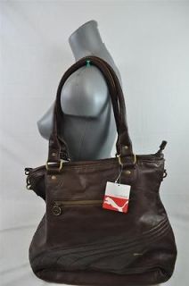 PUMA LIFESTYLE REMIX GRIP BROWN LEATHER DUAL STRAP LARGE HAND BUCKET 
