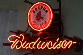 BOSTON RED SOX NEON LIGHT SIGN = BUDWEISER