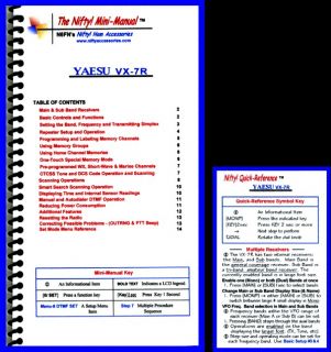 Yaesu VX 7R Nifty Quick Reference Guide, VX 7 VX7 VX7R