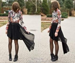 Recall Autumn Winter Vintage Style Floral Print Long Sleeve Top Shirt 