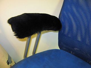 BLACK MERINO SHEEPSKIN ARMREST COVERS PADS OFFICE CHAIR ARMS fits MOST 