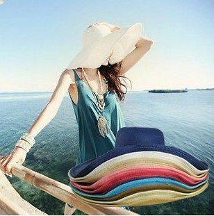   Brim Summer Beach Sun Hat Straw Elegant adumbral Hat 8 Colors TM01Z