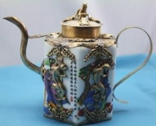 china Tibet Silver Dragon Porcelain teapot