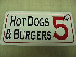 HOT DOGS & BURGERS Metal Sign 4 Theater Bar Pool Machine Shop Snack 