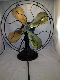 Vintage Antique Robbin and Meyers Brass Electric Fan 21tall 17 dia 