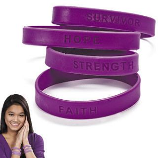   of 24 Pancreatic Cancer Support Silicone Purple Bracelets With Sayings