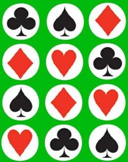 12 Playing Cards Poker Suits RICE PAPER CAKE TOPPERS