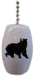 Black BEAR Animal CERAMIC Fan Pull Light Lamp NEW