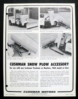 Cushman 1965 Truckster Or Haulster Snow Plow Accessory Brochure