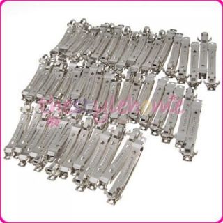 50pcs silver French Barrettes 50mm Hair Clip for Craft Ribbon Bow NEW