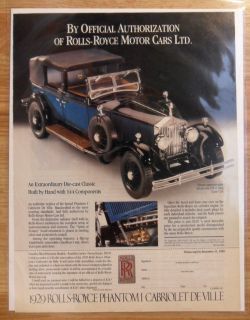 1989 Print Ad Franklin Mint ~ 1929 Rolls Royce Phantom Cabriolet De 