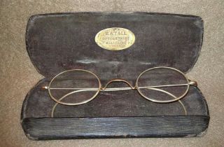 Antique Gold Tone Wire Rim Eyeglasses Glasses STEVENS & CO.in Case 