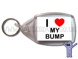 Love Heart My Bump Novelty Plastic Key Ring   Choice of Size