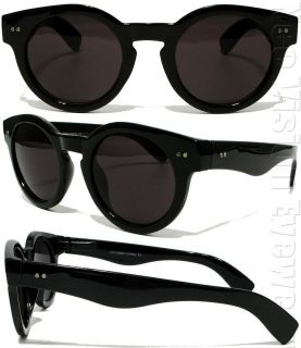 Round Wayfarer Vintage Style Sunglasses Super Dark Lenses Black K52