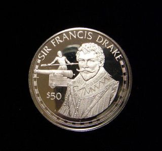 Cook Islands 1988 $50 Dollars Coin .925 Silver Proof SIR FRANCIS DRAKE