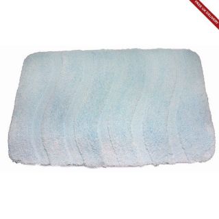 Free PnP) Large Wave Sky Blue Bathroom Mat Bath Rug