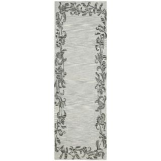   Border Silver/ Grey New Zealand Wool Carpet Area Rug 26 x 8Runner