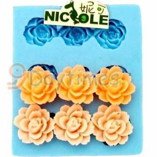 Rose Flower Lace Cabochon 3 Cavities Flexible Silicone Mold Mould for 