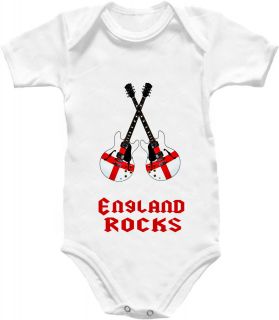 England Guitar Baby Grow Shirt Flag Babygro AC/DC Gibson Football 