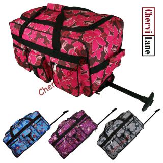 24 30 Floral Womens Girls Wheeled Holdall Maternity Hand Luggage Bag 