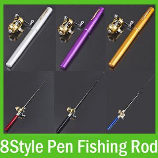   Mini Pocket Tackle Fishing Fish Pen Rod Pole and Reel Combos Telescope