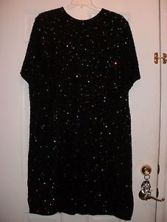 Vintage Dress Black Beads Sequins Plus Sz 24 New Years Wedding Party