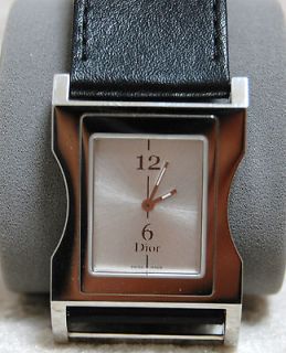   Chris 47 Stainless Steel and Black Leather strap Quartz Swiss Watch