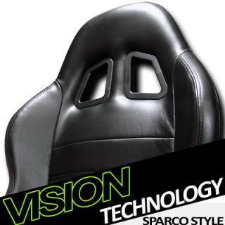   SP Style V2 Black PVC Leather Sport Racing Bucket Seat+Sliders BMW