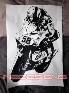   Simoncelli #58 Moto gp 250cc Gilera art decal LARGE WALL ART UNIQUE