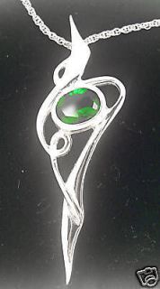 Sterling Silver Emerald Celtic Pendant Necklace Irish Made green chain 
