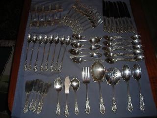 Wallace Sterling Silver Flatware Set   Rose Point   No Mono   66 