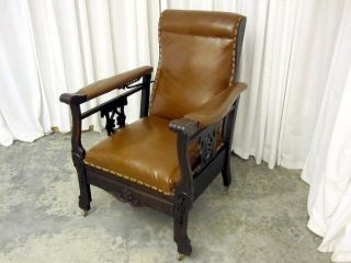 Antique Craftsman Style Stickley Design Morris Reclining Chair Oak w 