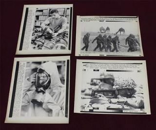 5763) Lot of 4 Photos Marines in Chemical Suit Gas Masks Desert Storm