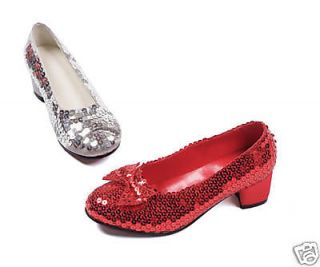 Girls Red or Silver Sequin Dorothy Shoes 11 12 13 1 2 3