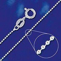 Sterling Silver Round Bead Necklace 18 Dog Tag Ball Chain Solid 925 