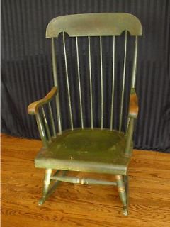 Vintage Nichols & Stone Rocker / Rocking Chair Green & Gold