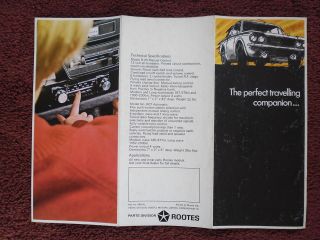   Car Radio Radiomobile brochure 1967   Hillman Humber Sunbeam Singer