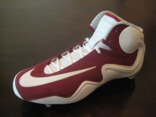 NIKE Flyposite D Mid Mens Football Cleats white + maroon   size 13