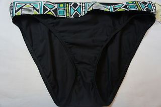 Bikini Bottom 2Bamboo Sz XL Classic Black Teal Green Aztec Print On 